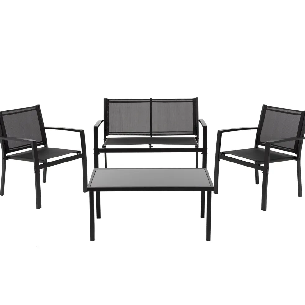 Set da giardino 4 pezzi in metallo Antracite