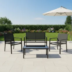 Set da giardino 4 pezzi in metallo Antracite