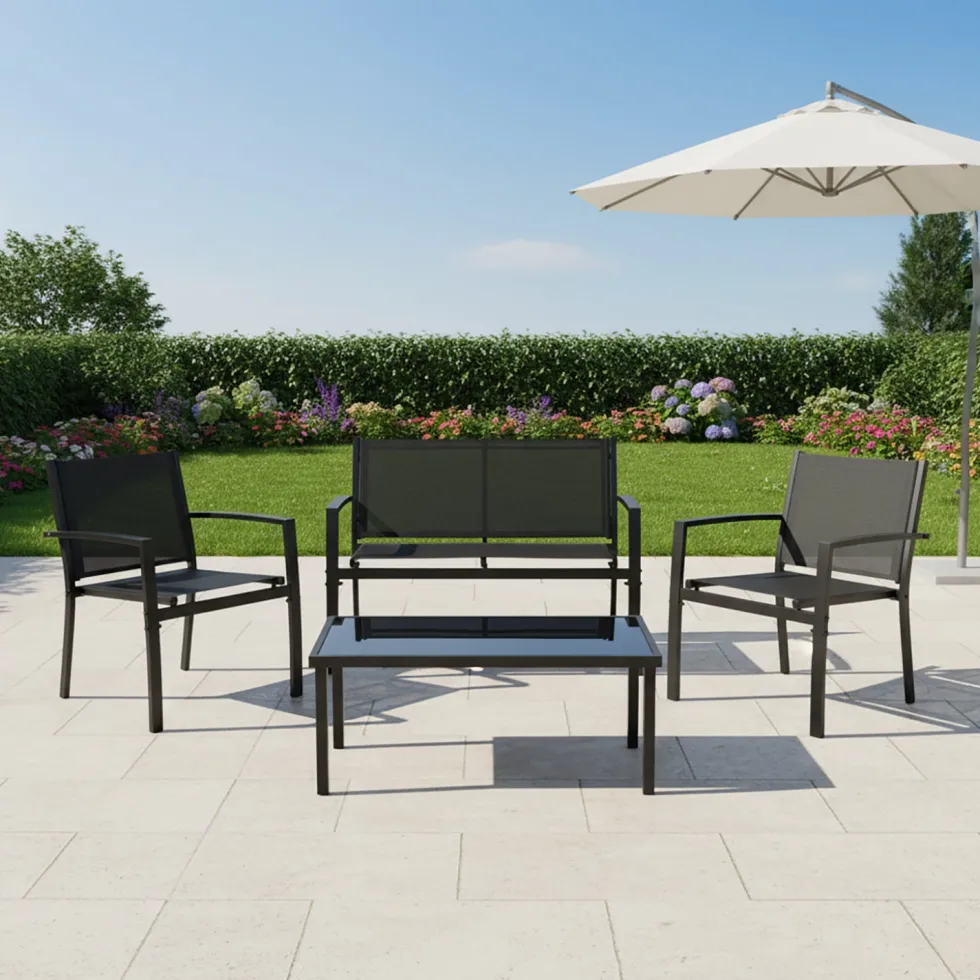 Set da giardino 4 pezzi in metallo Antracite