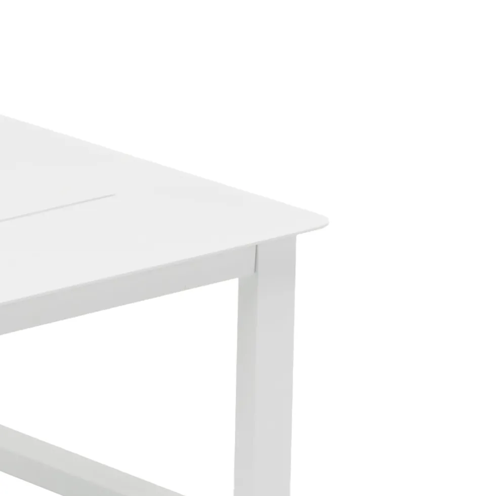 Set da giardino 4 pezzi Struttura in Alluminio Bianco, braccioli in Polywood e cuscini Beige