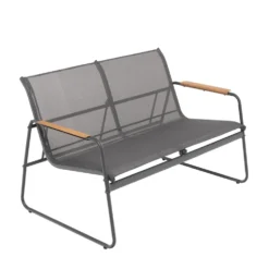 Set da giardino 4 pezzi Struttura in Acciaio Nero, braccioli e Top in Polywood
