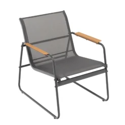 Set da giardino 4 pezzi Struttura in Acciaio Nero, braccioli e Top in Polywood