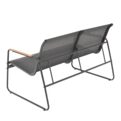 Set da giardino 4 pezzi Struttura in Acciaio Nero, braccioli e Top in Polywood