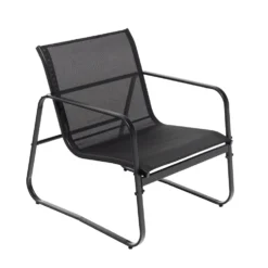 Set da giardino 4 pezzi Struttura in Acciaio Nero, braccioli e Top in Vetro