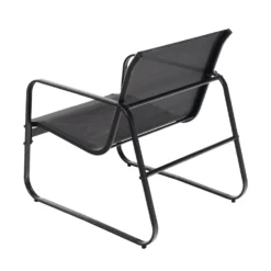 Set da giardino 4 pezzi Struttura in Acciaio Nero, braccioli e Top in Vetro