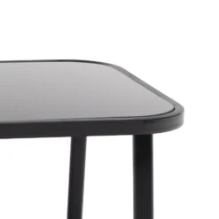 Set da giardino 4 pezzi Struttura in Acciaio Nero, braccioli e Top in Vetro