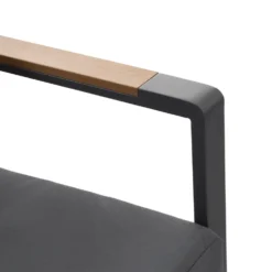 Set da giardino 4 pezzi struttura in alluminio Antracite e braccioli in Polywood con cuscini Grigio Scuro