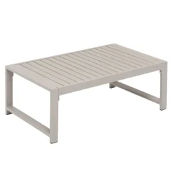 Set da giardino 4 pezzi struttura in alluminio Sabbia e braccioli in Polywood con cuscini Beige