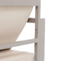 Set da giardino 4 pezzi struttura in alluminio Sabbia e braccioli in Polywood con cuscini Beige