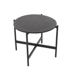 Set da giardino 5 pezzi struttura in acciaio e top tavolini in metallo con cuscini Grigio Scuro