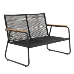 Set da giardino 4 pezzi struttura in acciaio Antracite e braccioli Rattan con cuscini Grigio Scuro