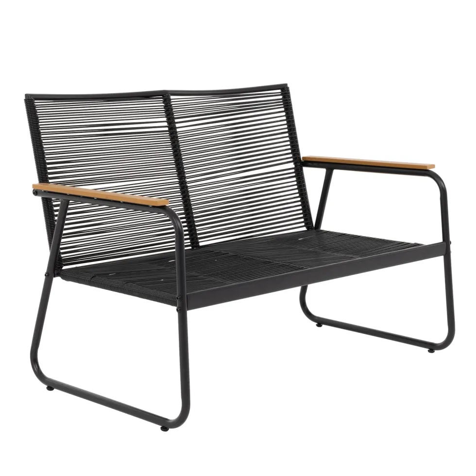 Set da giardino 4 pezzi struttura in acciaio Antracite e braccioli Rattan con cuscini Grigio Scuro