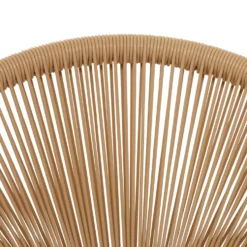 Set da giardino 4 pezzi Struttura in Acciaio Bianca, Schienale in Rattan, Top in vetro e Cuscini Tortora inclusi