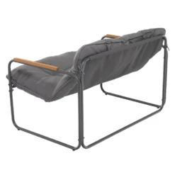Set da giardino 4 pezzi Struttura in Acciaio Antracite, braccioli in Polywood e Top in vetro e Cuscini Antracite inclusi