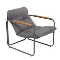 Set da giardino 4 pezzi Struttura in Acciaio Antracite, braccioli in Polywood e Top in vetro e Cuscini Antracite inclusi