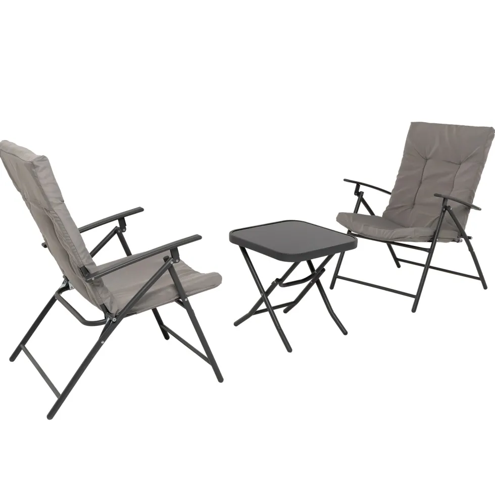 Set da giardino 3 pezzi Tavolino con 2 Poltrone struttura in acciaio Antracite Richiudibili
