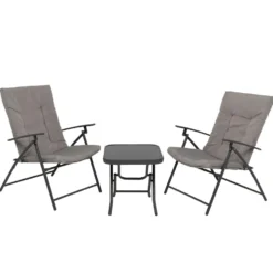 Set da giardino 3 pezzi Tavolino con 2 Poltrone struttura in acciaio Antracite Richiudibili