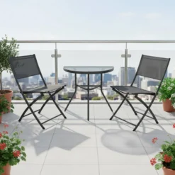 Set da giardino 3 pezzi Tavolo con 2 Sedie Richiudibili – Design compatto per Balcone e Giardino