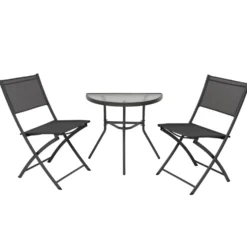 Set da giardino 3 pezzi Tavolo con 2 Sedie Richiudibili – Design compatto per Balcone e Giardino