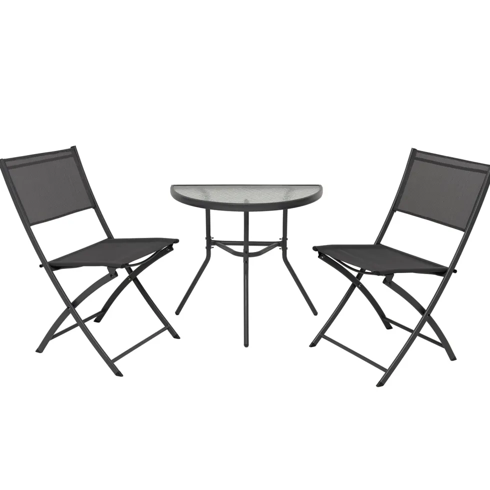 Set da giardino 3 pezzi Tavolo con 2 Sedie Richiudibili – Design compatto per Balcone e Giardino