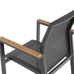 Set da giardino 9 pezzi Tavolo Estensibile con 8 Sedie struttura in alluminio Antracite e braccioli in Polywood