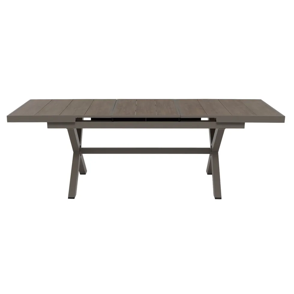 Set da giardino 9 pezzi Tavolo Estensibile con 8 Sedie struttura in alluminio Antracite e Polywood