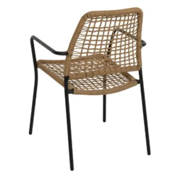 Set da giardino Tavolo con 2 Sedie in Metallo e Rattan