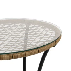 Set da giardino Tavolo con 2 Sedie in Metallo e Rattan