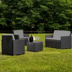 Set da giardino Vesuvio Antracite Linea Rattan