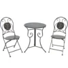 Set giardino Bistrot ''Home is my favorite Space'' tavolo rotondo 60 cm e 2 sedie in metallo Grigio