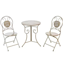 Set giardino Bistrot Tavolo con 2 Sedie in metallo Tortora