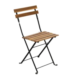 Set giardino Bistrot Tavolo e 2 Sedie Richiudibili in Legno di Acacia e Acciaio