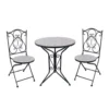 Set giardino Bistrot tavolo rotondo 60 cm e 2 sedie in metallo Nero e Top in ceramica Effetto Mosaico