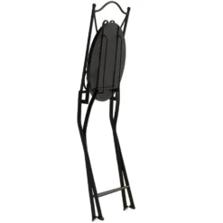 Set giardino Bistrot tavolo rotondo 60 cm e 2 sedie in metallo Nero e Top in ceramica Effetto Marmo Grigio