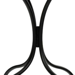 Set giardino Bistrot tavolo rotondo 60 cm e 2 sedie in metallo Nero e Top in ceramica Effetto Marmo Grigio