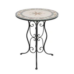 Set giardino Bistrot tavolo rotondo 60 cm e 2 sedie in metallo Nero