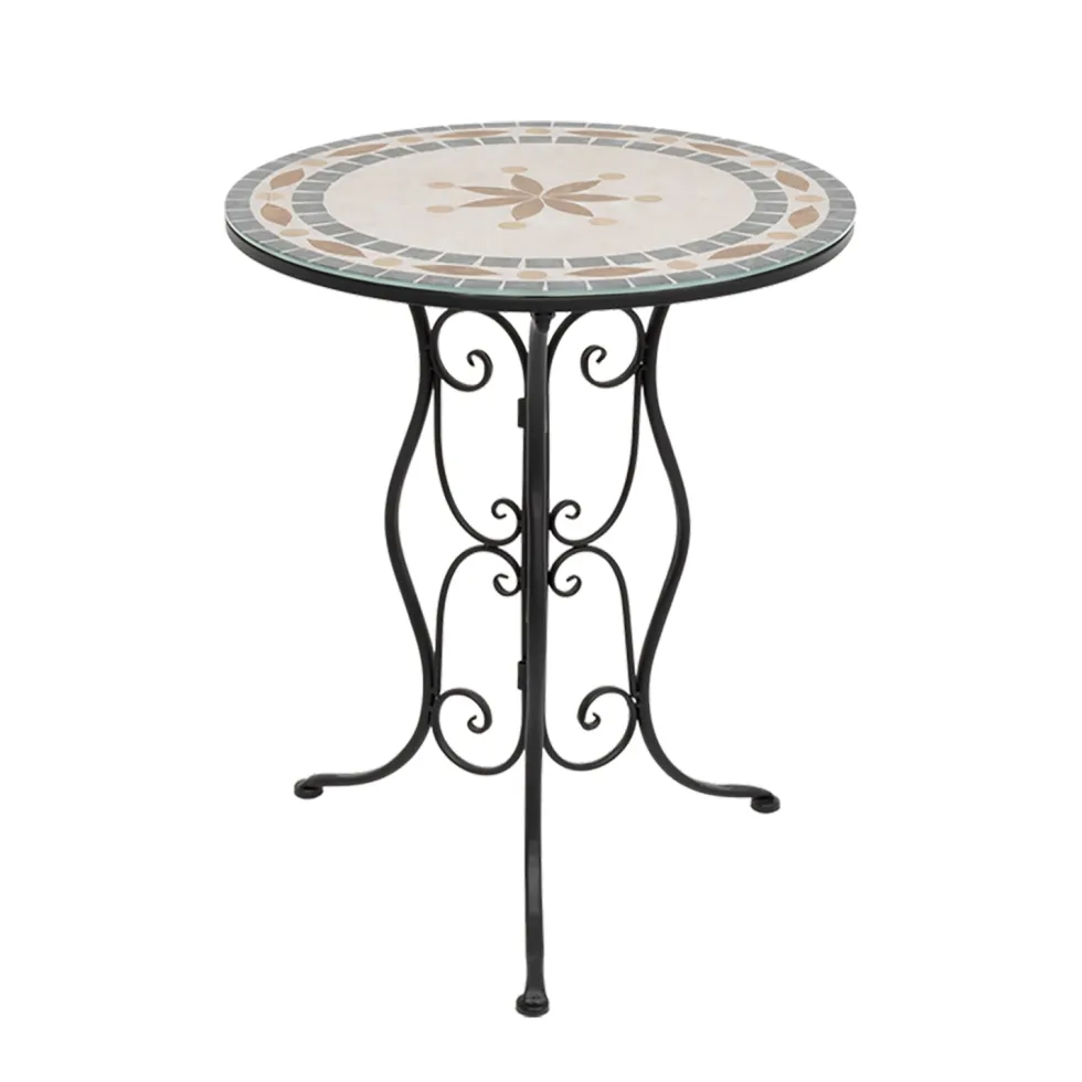 Set giardino Bistrot tavolo rotondo 60 cm e 2 sedie in metallo Nero