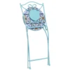 Set giardino Bistrot Tavolo rotondo 60 cm e 2 sedie richiudibili in metallo Celeste con Top in Ceramica Effetto Mosaico