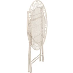 Set giardino Bistrot Tavolo rotondo 70 cm e 2 sedie pieghevoli in metallo Bianco Design Liberty