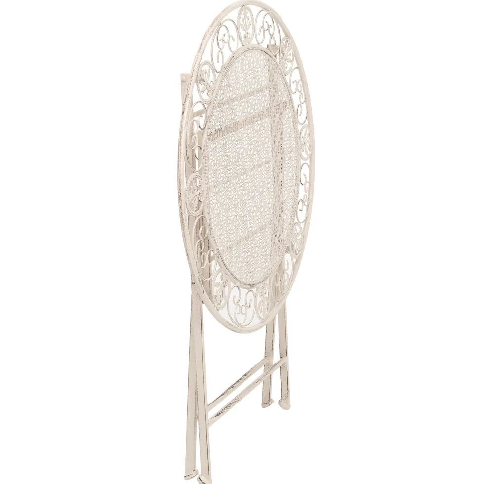 Set giardino Bistrot Tavolo rotondo 70 cm e 2 sedie pieghevoli in metallo Bianco Design Liberty