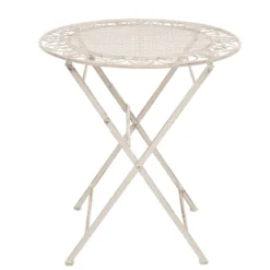 Set giardino Bistrot Tavolo rotondo 70 cm e 2 sedie pieghevoli in metallo Bianco Design Liberty