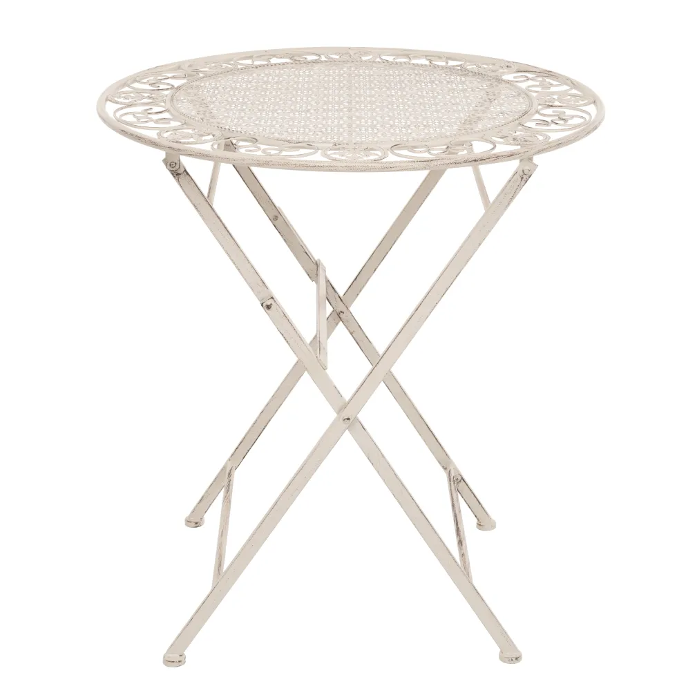 Set giardino Bistrot Tavolo rotondo 70 cm e 2 sedie pieghevoli in metallo Bianco Design Liberty
