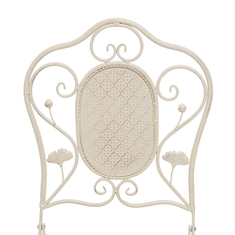 Set giardino Bistrot Tavolo rotondo 70 cm e 2 sedie richiudibili in metallo Crema Design Liberty