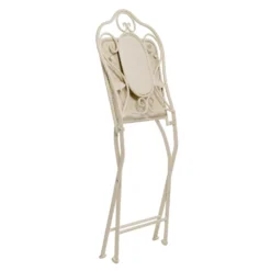 Set giardino Bistrot Tavolo rotondo 70 cm e 2 sedie richiudibili in metallo Crema Design Liberty