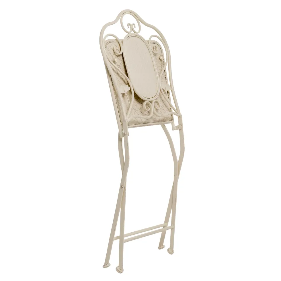 Set giardino Bistrot Tavolo rotondo 70 cm e 2 sedie richiudibili in metallo Crema Design Liberty