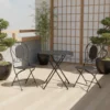 Set giardino Bistrot Tavolo rotondo 70 cm e 2 sedie richiudibili in metallo Nero Design Liberty