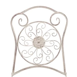 Set giardino Bistrot Tavolo rotondo 60 cm e 2 sedie richiudibili in metallo Bianco Decapato
