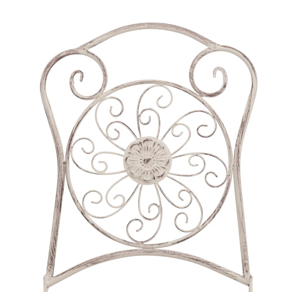 Set giardino Bistrot Tavolo rotondo 60 cm e 2 sedie richiudibili in metallo Bianco Decapato