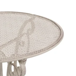 Set giardino Bistrot Tavolo rotondo 60 cm e 2 sedie richiudibili in metallo Bianco Decapato