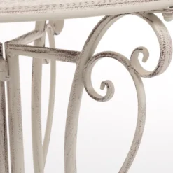 Set giardino Bistrot Tavolo rotondo 60 cm e 2 sedie richiudibili in metallo Bianco Decapato